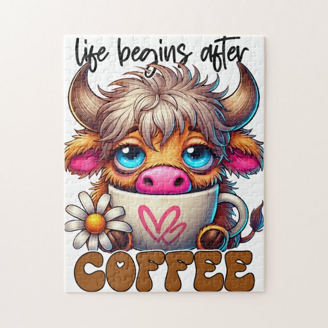 Life Begins After Coffee  Jigsaw Puzzle (Vertical)