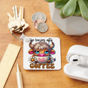 Life Begins After Coffee Key Ring