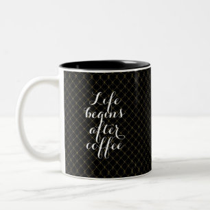Life begins after coffee Two-Tone coffee mug