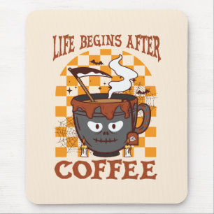 Life Begins After Coffee – Witchy Halloween Mouse Mat