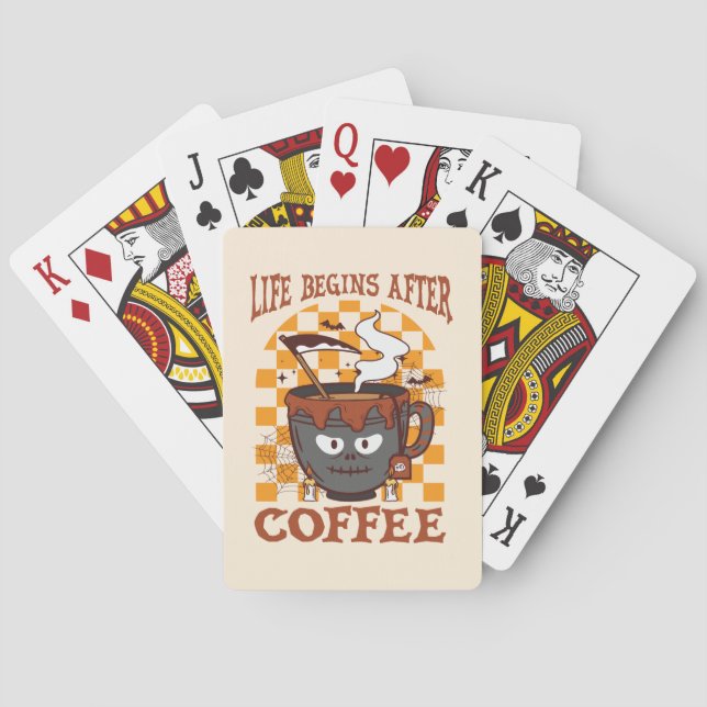 Life Begins After Coffee – Witchy Halloween Playing Cards (Back)
