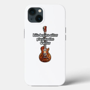 Life begins after playing the guitar. retro colors iPhone 13 case