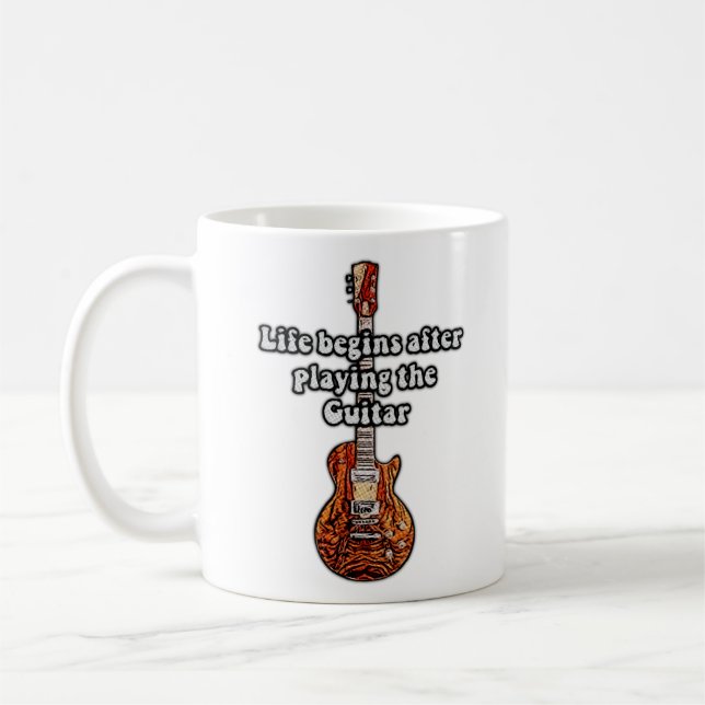 Life begins after playing the guitar. retro colour coffee mug (Left)