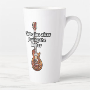 Life begins after playing the guitar. retro colour latte mug