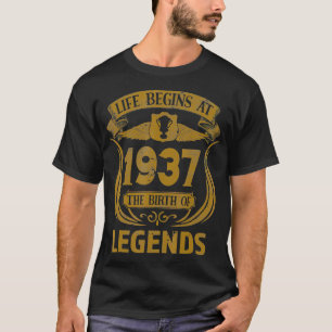 Life Begins at 1937 Vintage Birthday Gifts Idea T-Shirt