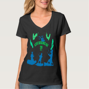 Life Begins at 20 Knots Green Blue Silhouettes T-Shirt