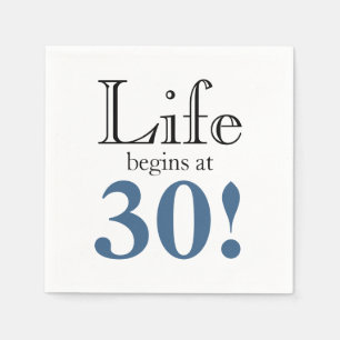 Life begins at 30 retro slate blue black graphic p napkin