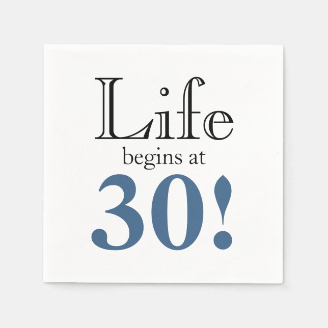 Life begins at 30 retro slate blue black graphic p napkin (Front)