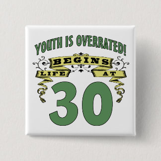 Life Begins At 30th Birthday 15 Cm Square Badge