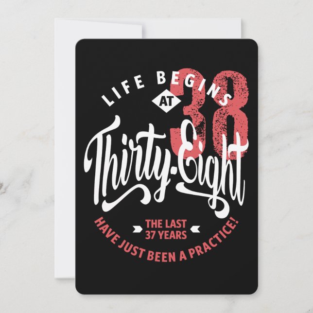 Life Begins at 38 | 38th Birthday Card (Front)
