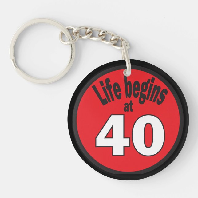 Life Begins at 40 | 40th Birthday Key Ring (Front)