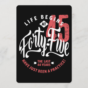 Life Begins at 45 45th Birthday Card