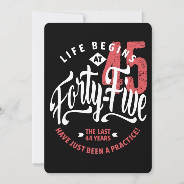 Life Begins at 45 | 45th Birthday Card (Front)