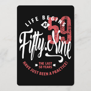 Life Begins at 59 59th Birthday Card