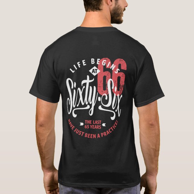 Life Begins at 66 | 66th Birthday T-Shirt (Back)