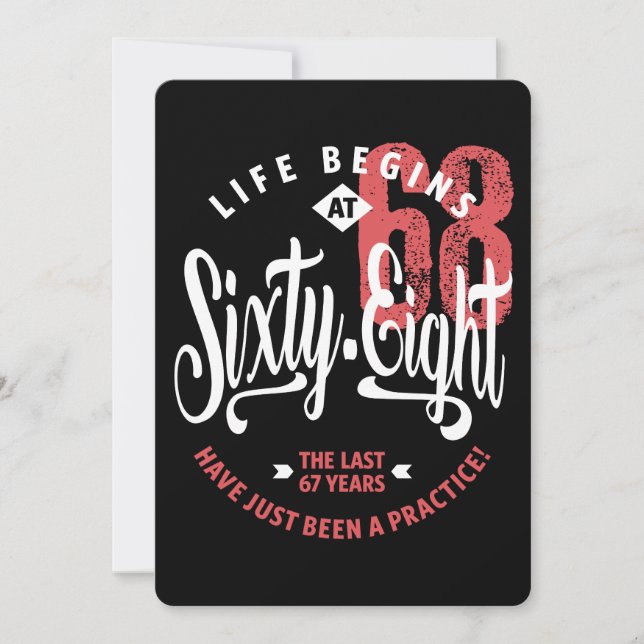 Life Begins at 68 | 68th Birthday Card (Front)