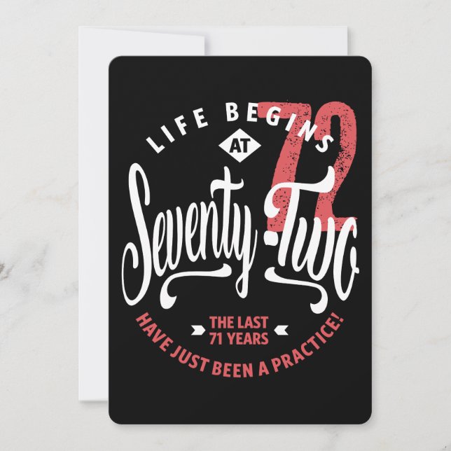 Life Begins at 72 | 72nd Birthday Card (Front)