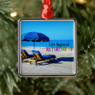 Life Begins at Retirement Metal Tree Decoration