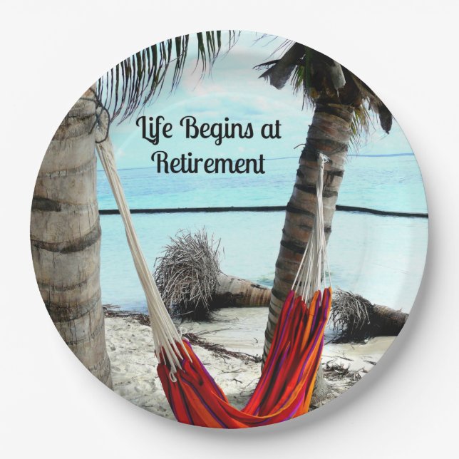 Life Begins at Retirement - Paper Plate (Front)
