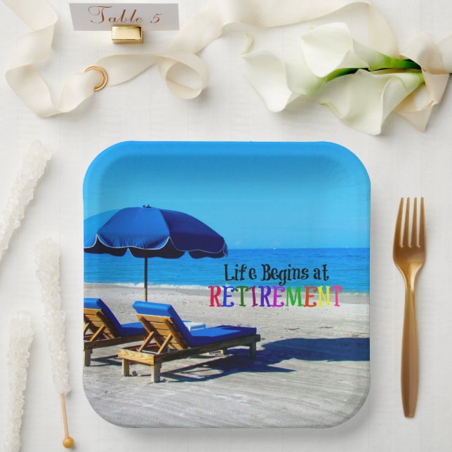 Life Begins at Retirement Paper Plate (Wedding)