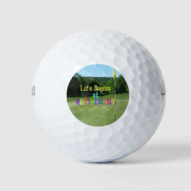 Life Begins at Retirement--Playing Golf Balls (Front)
