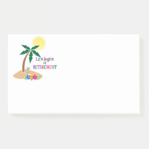 Life Begins at Retirement, Tropical Beach, Post-it Notes