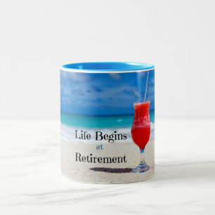 Life Begins at Retirement Two-Tone Coffee Mug