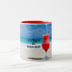 Life Begins at Retirement, Two-Tone Coffee Mug