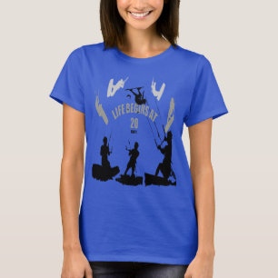 Life Begins At Twenty Knots For Kite Surfers Black T-Shirt