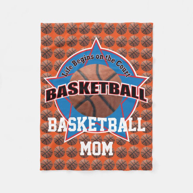 Life Begins Basketball Mum Fleece Blanket (Front)