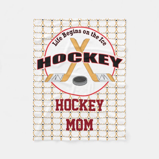 Life Begins Hockey Mum Fleece Blanket (Front)