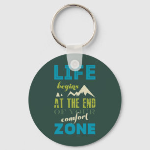 Life begins Inspirational Quote Typography Print Key Ring