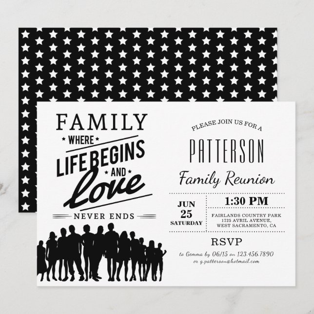 Life Begins & Love Never Ends | Family Reunion Invitation (Front/Back)