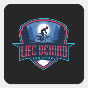 Life behind the wheel cycling square sticker