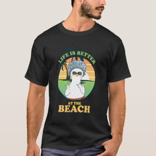 Life Better At Beach  Duck Vacation Palm Tree Summ T-Shirt