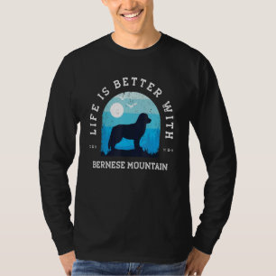 Life Better Bernese Mountain Vintage Blue Dog Mom T-Shirt
