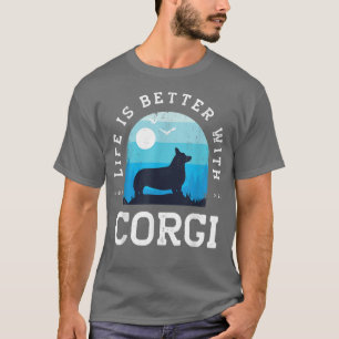 Life Better Corgi Vintage Blue Dog Mum Dad T-Shirt