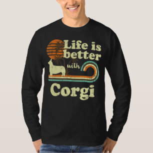 Life Better Corgi Vintage Dog Mum Dad T-Shirt