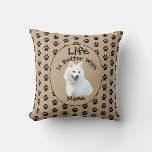 Life Better Dog Japanese Spitz Add Name Your Photo Cushion
