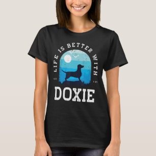 Life Better Doxie Vintage Blue Dog Mum Dad T-Shirt