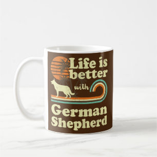 Life Better German Shepherd K9 Vintage Dog Mom Coffee Mug
