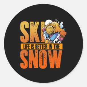 Life Better In The Snow Ski Winter Sports Skiing S Classic Round Sticker