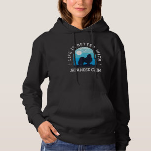 Life Better Japanese Chin Vintage Blue Dog Mom Dad Hoodie