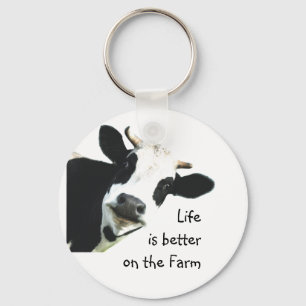 Life Better on the Farm Cow Animal Farm Fun Key Ring
