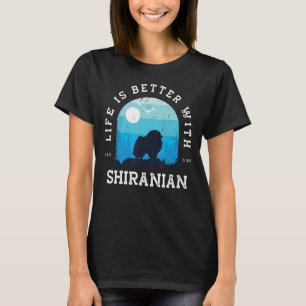 Life Better Shiranian Vintage Blue Dog Mum Dad T-Shirt