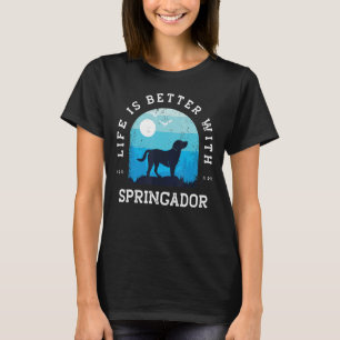 Life Better Springador Vintage Blue Dog Mum Dad T-Shirt