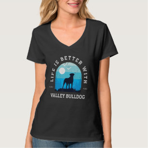 Life Better Valley Bulldog Vintage Blue Dog Mum Da T-Shirt