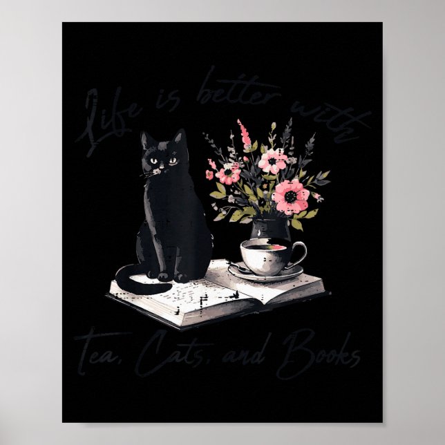 Life Better With 2 Cats Books Kitten Kitty Women G Poster (Front)