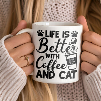 Life better with coffe and cat,cat lovers mug