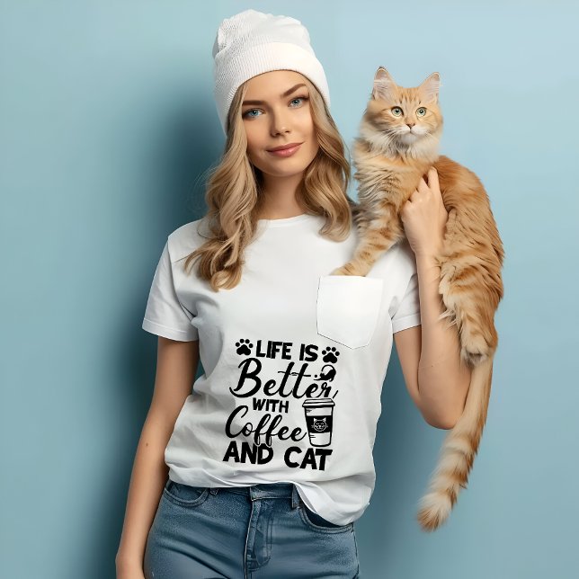 Life better with coffe & cat,best cat gifts tshirt (Creator Uploaded)